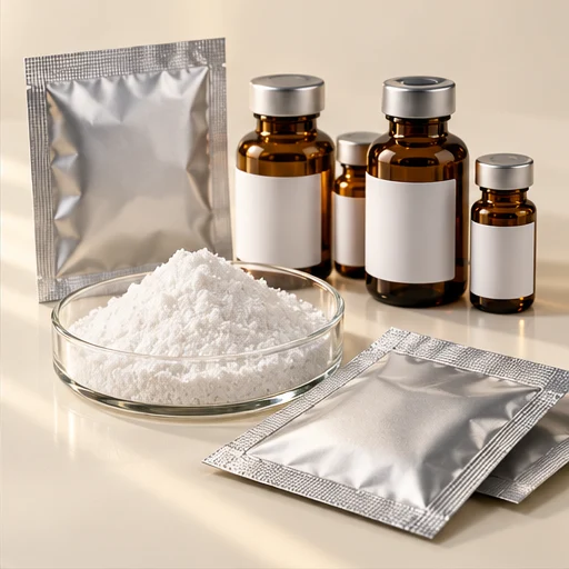 Illustrative sample bottles and ingredient packaging